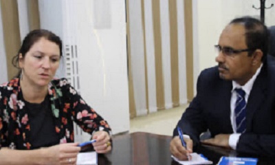 محافظ حضرموت يبحث مع مديرة البعثة الأجنبية لمنظمة انترسوس الدولية التدخلات في الجوانب الانسانية والخدمية