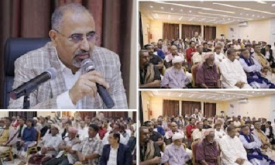 اللواء الزُبيدي يستقبل وفدا من مناصب ومقادمة محافظة حضرموت