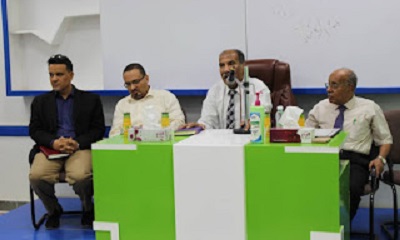 قيادة جامعة سيئون تلتقي بأعضاء الهيئة التدريسيه والتدريسية المساعده بكلية الطب والعلوم الصحية
