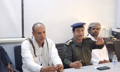 لقاء أمني ضم قيادة السلطة المحلية وقيادة الأمن مديرية السوم مع الشيوخ والعقال والشخصيات الاجتماعية بالمديرية