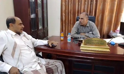 مدير عام مؤسسة المياة بالوادي العيدروس يقوم بزيارة لفرع مياة شبام ويلتقي بمدير الفرع ورئساء الاقسام 