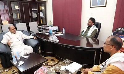 الشيخ بن حبريش يستقبل رئيس نادي الإتفاق بالحوطة وعدد من إدارة النادي