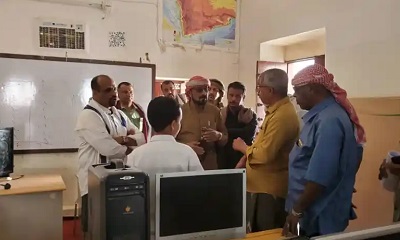 مدير عام شبام يطلع على سير العمل في مدرسة عبد الله بن سميط بمدينة شبام التاريخية