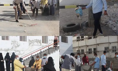 مكتب وزارة الصحة العامة والسكان بحضرموت الساحل يشارك في فعاليات أسبوع النظافة والبيئة بالمكلا
