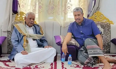 نائب رئيس الجمهورية ودولة رئيس الوزراء الأسبق الأستاذ بحاح في زيارة لرئيس مرجعية قبائل حضرموت