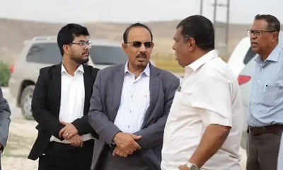 محافظ حضرموت يتفقد المواقع الخاصة بمشروعي المدينة الرياضية والمدينة الأولمبية بمنطقة فلك بالمكلا