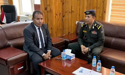 وكيل وزارة الداخلية لقطاع الخدمات يلتقي بوكيل محافظة حضرموت لشؤون مديريات الوادي والصحراء