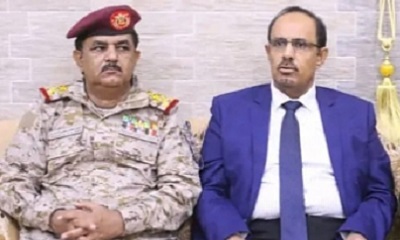محافظ حضرموت يطمئن على صحة وزير الدفاع عقب استهداف مليشيا الحوثي لموكبه بطائرة مسيّرة