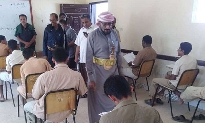 مدير عام شبام يدشن امتحانات إنهاء المرحلة الثانوية العامة بثانوية شبام للبنين حضرموت للعام 2022/ 2023م.