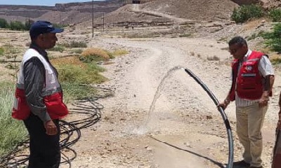 جمعية الهلال الأحمر اليمني بحضرموت تنفذ المرحلة الثانية الإعادة تأهيل شبكة مياة وادي بن علي
