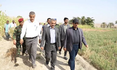 المحافظ بن ماضي يدشّن بغيل باوزير مشروع جني محصول الذرة الرفيعة المموّل من السلطة المحلية بالمحافظة