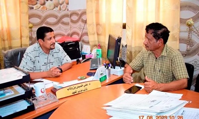 العامري وبن وثاب يناقشان امكانية التحاق طلاب المديريات الصحرواية بمعهد العلوم الصحية بسيئون
