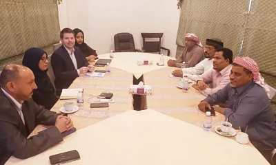 وفد من مرجعية قبائل حضرموت يلتقي بالعاصمة الحضرمية المكلا وفد المبعوث الخاص للأمين العام للأمم المتحدة باليمن