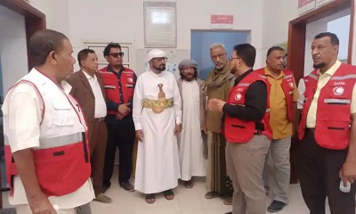 مدير عام شبام يدشن مخيم التوعية المجتمعية الأول (أنشطة تعزيز التوعية الصحية المجتمعية وخدمات النشاط الايصالي ) للهلال الأحمر اليمني في المديرية 