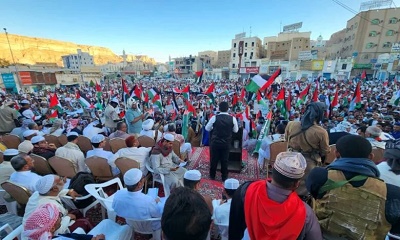 وادي حضرموت يشهد مهرجانا جماهيريا حاشدا تضامنا مع الشعب الفلسطيني