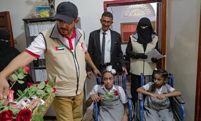 الهلال الأحمر الإماراتي ومكتب وزارة الشؤون الاجتماعية في زيارة خاصة لجمعية الطموح لذوي الهمم ومركز الأسر المنتجة بالمكلا