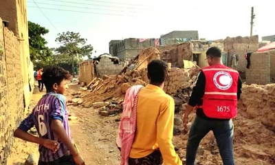 جمعية الهلال الاحمر اليمني تنهي عمليات التقييم والحصر لأضرار اعصار تيج بمديرية الريدة وقصيعر