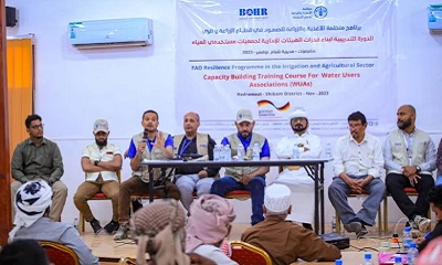 مدير عام مديرية شبام يدشن برفقة وفد منظمة الفاو مشروع تعزيز الصمود في القطاع الزراعي بشبام