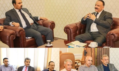 محافظ حضرموت يناقش مع وزير النقل واقع وسبل تطوير مؤسسات النقل والمنافذ بالمحافظة