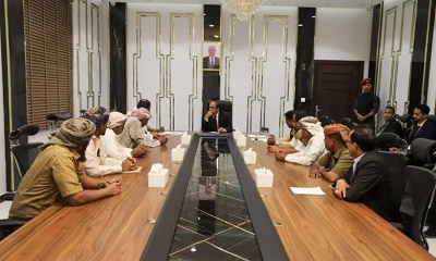 مقادمة قبيلة العوابثة بساحل حضرموت يؤكدون مساندتهم لقرار منع تحويل الايرادات للبنك المركزي