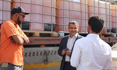 الوكيل باصريح يدشن استلام 390 برميل زيت المستخدم في تصنيع التونة