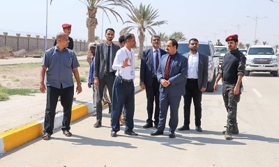 محافظ حضرموت يتفقد أعمال الصيانة بالشارع العام الدولي المغلق بالريان تمهيدًا لإعادة افتتاحه