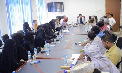 في الاجتماع الدوري المشترك لقيادات الامانة العامة ورؤساء الهيئات التنفيذية بالمديريات المنعقد بمدينة القطن
