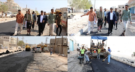 محافظ حضرموت يتفقد أعمال البدء بسفلتة شارع الشيخ خليفة بالمساكن بفوة بطول 2 كيلو و200 متر