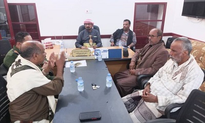 مدير عام مديرية شبام يترأس اجتماع بالهيئة الإدارية بالمديرية وإدارة الاشغال العامة و إدارة الأمن بالمديرية