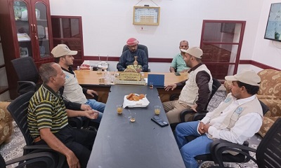 مدير عام مديرية شبام يلتقي مؤسسة بناء للتنمية للمناقشة مشروع برنامج منظمة الأغذية والزراعة لتعزيز صمود قطاع الزراعة والري في المديرية وبتمويل من برنامج الغذاء العالمي اوفو