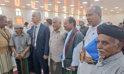 المدير العام السماحي ومعه كوكبة من شيوخ وأعيان مديرية السوم يشاركون بالحضور حفل تأبين فقيد الوطن الهامة العسكرية والأمنية والإدارية اللواء ركن سالم سعيد المنهالي