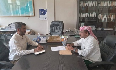 مدير عام مصلحة شئون القبائل بساحل محافظة حضرموت يقوم بزيارة مدير عام مكتب الزراعة والري بساحل محافظه حضرموت