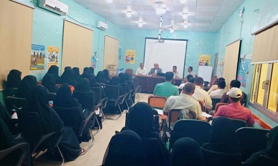 مدير عام سيئون يدشن الدورات التدريبية للعاملين بالحملة الوطنية للتحصين ضد شلل الأطفال بمديرية سيئون.