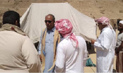 البدء في تركيب وتنصيب الخيام لأسر النازحين من مسيلة الأحرار بمديرية السوم