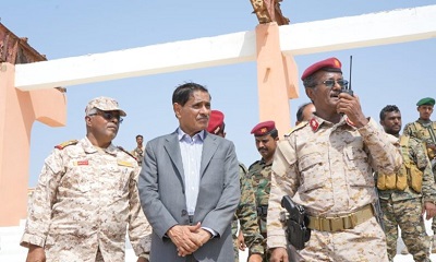 اللواء الركن البحسني يشرف على عدد من التدريبات لفرضيات نفذتها قوات النخبة الحضرمية والأمن العام