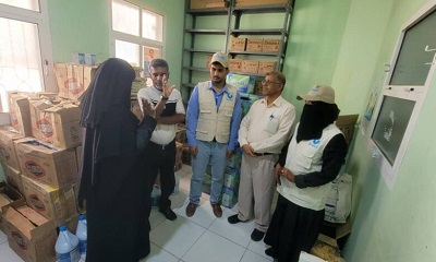 مكتب وزارة الصحة و السكان بحضرموت الساحل يدشن استلام الدفعة الأولى من منحة مواد النظافة و المعقمات بمركز حي السلام الصحي بالمكلا مقدمة منظمة أنترسوس
