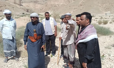 مدير عام شبام يتفقد الأعمال الإنشائية لمشروع تعزيز الصمود للقطاعات الزراعية والري بوادي جب