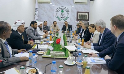 وفد المبعوث الخاص للأمين العام للأمم المتحدة إلى اليمن يلتقي بسيئون بقيادة مكتب مؤتمر حضرموت الجامع بالوادي والصحراء