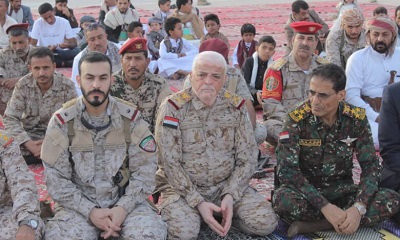 اللواء صالح طيمس يؤدي صلاة عيد الاضحى ويزور قيادة تحالف دعم الشرعية