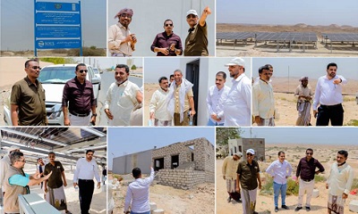 مدير مؤسسة مياه ساحل حضرموت يتفقد مشروع تركيب منظومة الطاقة الشمسية بالعضيبة