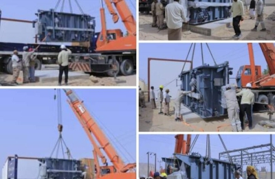 وصول ثاني المحولات بقدرة 20-25 ميقا وتنزيله بمحطة المنبعث التحويلية بالقطن