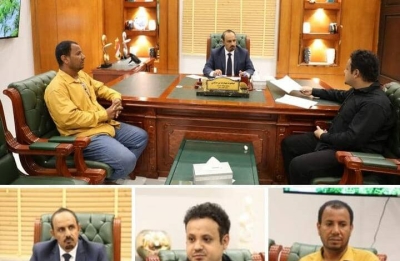 المحافظ بن ماضي يناقش آلية تطوير مركز الإنذار المبكر بحضرموت