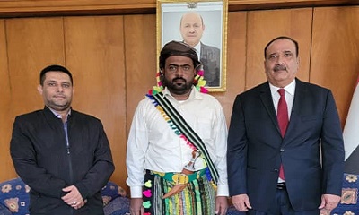 سفير الجمهورية في العراق يلتقي ممثل الجمهورية في مهرجان للعراق نغني الثقافي الاستاذ سالم احمد الدقيل