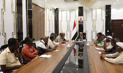 محافظ حضرموت يلتقي لجنة صيادي مدينة شحير