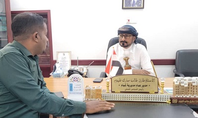 مدير عام شبام يناقش مندوب نقابة المهندسين اليمنيين بالمحافظة أوضاع وتطوير الكادر الهندسي بالمديرية