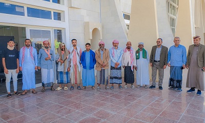 مدير عام سيئون يستقبل عدد من أبناء مدينة سيئون المصابين بالحادث المؤلم بمنطقة الخرمة السعودية