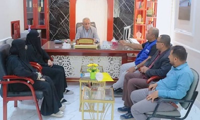 مدير عام سيئون يلتقي فريق الباحثين لتقييم المنطقة الفرعية النازحين بمديرية سيئون.