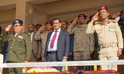 عضو مجلس القيادة الرئاسي البحسني يدشن الفصل الدراسي الثاني بكلية الشرطة بحضرموت