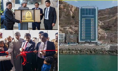 عضو مجلس القيادة الرئاسي البحسني يفتتح أطول برج فندقي في الوطن بالمكلا