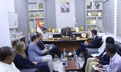 الوكيل العامري يبحث مع وفد من الاتحاد الأوروبي وبرنامج الأمم المتحدة الإنمائي تدخلاتهم بوادي حضرموت
